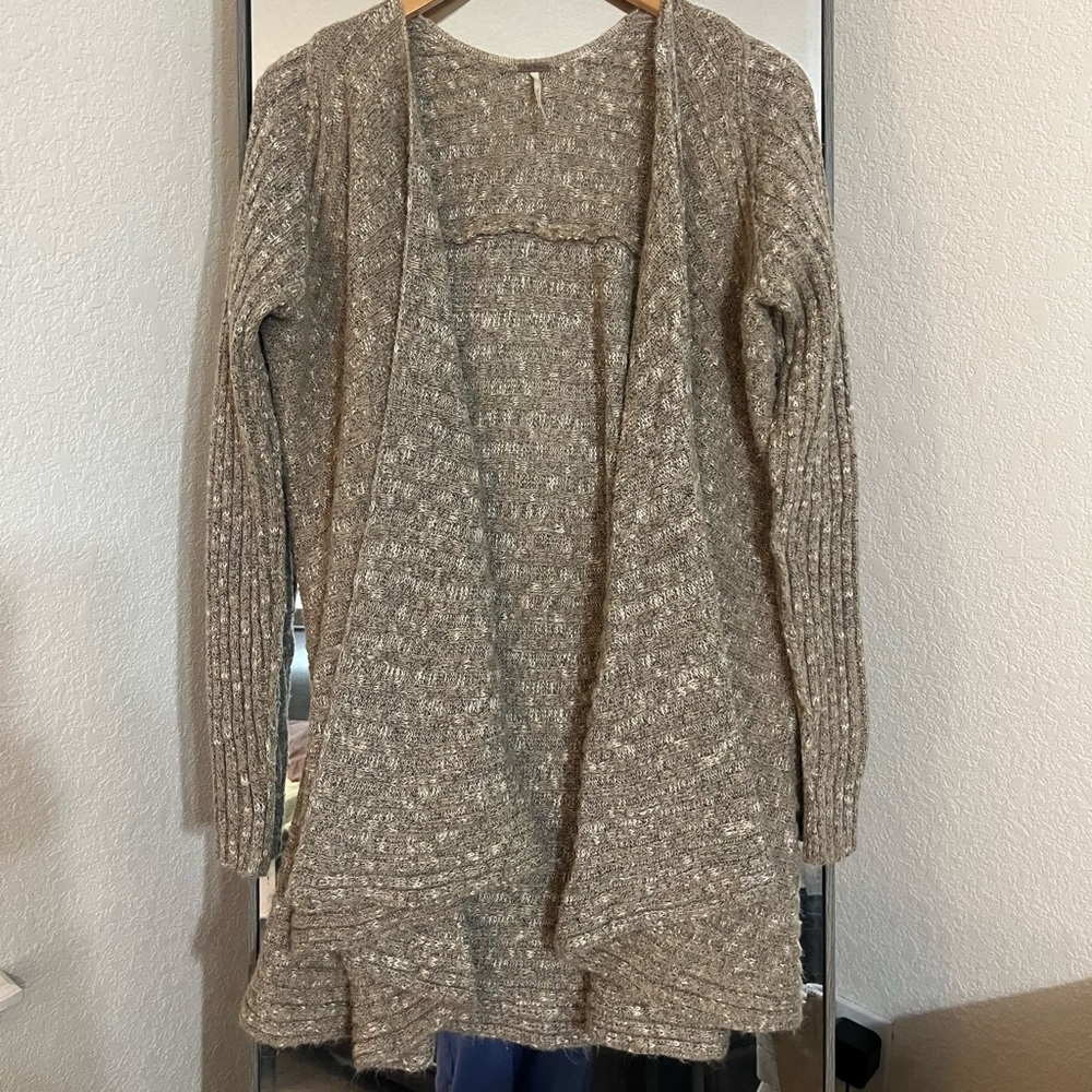 Free People Brown Long Cardigan size S
